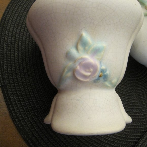 WELLER Floral TWO pieces, small vases with apple blossoms signed Antique - Picture 2 of 7